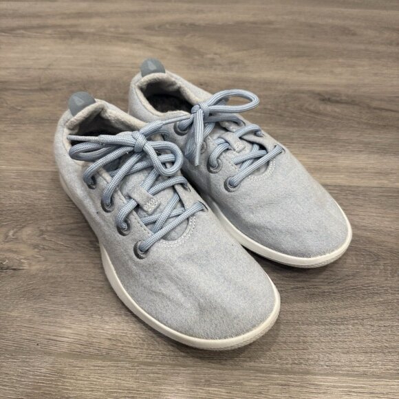 AllBirds Wool Runners Low Top Shoes 0819 NV1 Women Size 7 Baby Blue Sneakers - Picture 1 of 8
